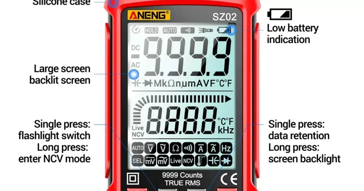 ANENG SZ01 / SZ02 Diode Tester Digital Smart AC/DC Current Voltage Auto ...