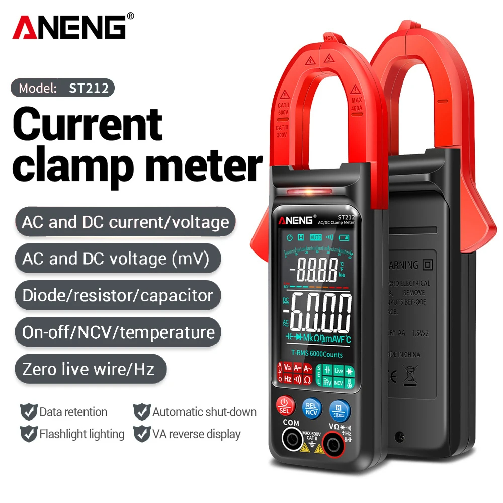 ANENG ST212 Clamp Meter 6000 Counts Digital Multimeter